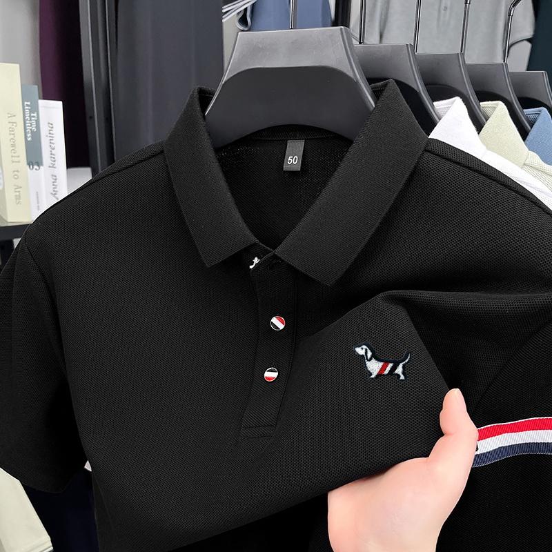 Cotton Men's Polo Shirt Lapel Short Sleeve T-Shirt Summer Arrival Small Dog Print Fashion Business Menswear