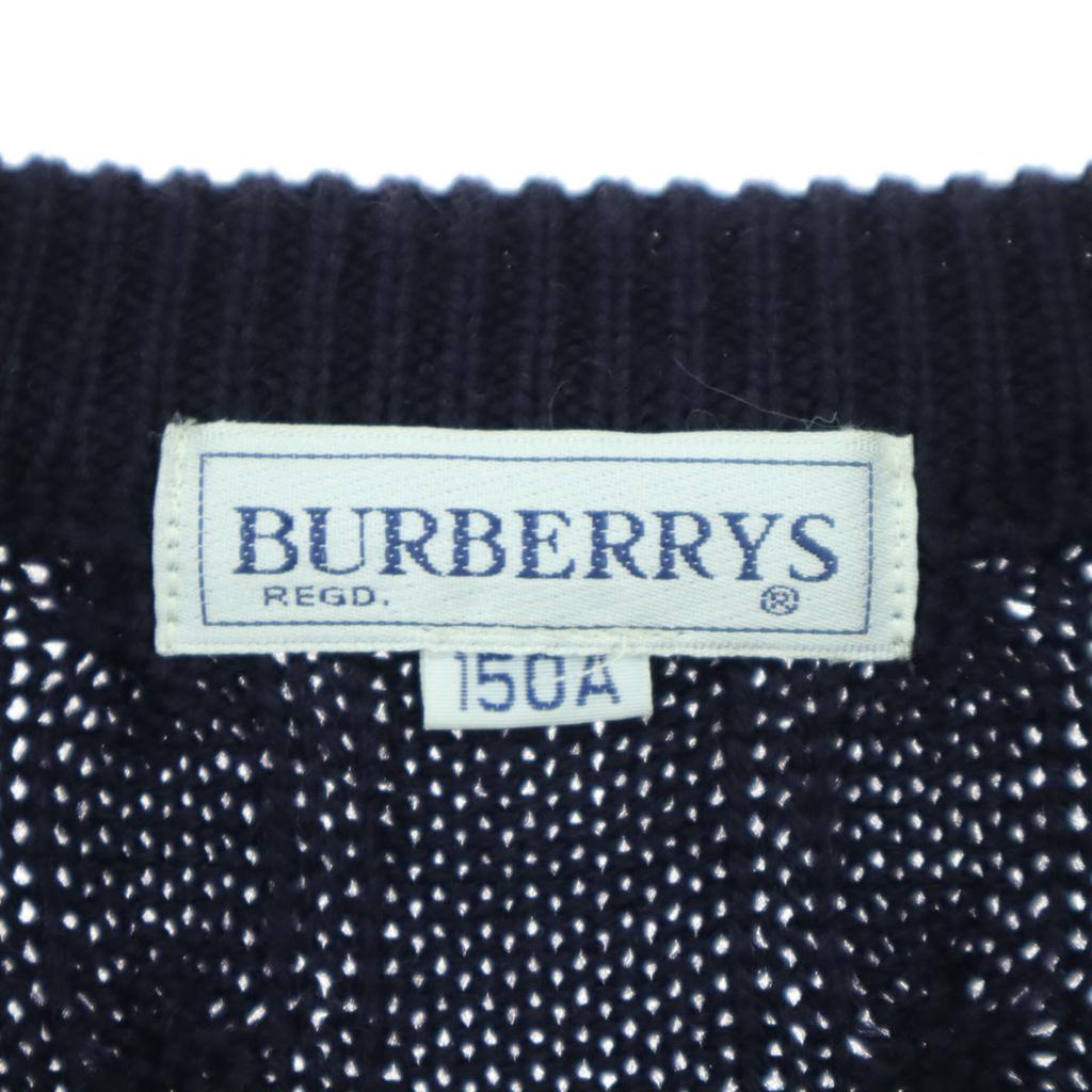 Burberrys 90er Jahre Altes Ein-Punkt-Logo Langarmpullover 150A schwarz C-TK83 Kinder Gebraucht