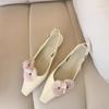 Sheepskin Version~ French Temperament Flower Design Bag Head Rear Empty Sandals Fairy Style Square Head Temperament Light Mouth Single Shoes