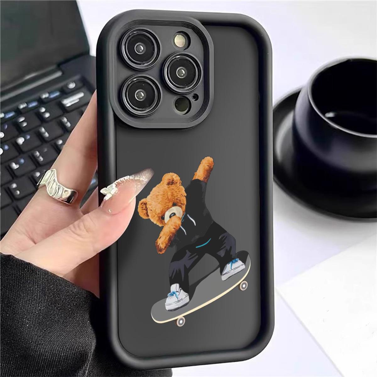 Bear Brand Black Groove Sandpaper Step iPhone 15/16/17 Pro Max Case Galaxy A13 5G чёрный