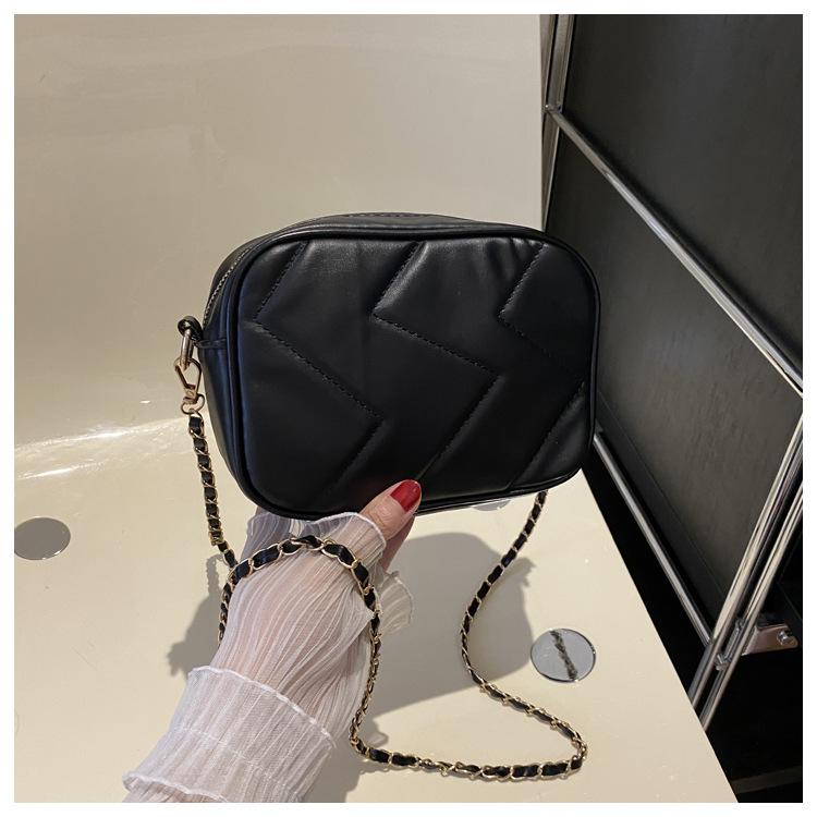 Solid color casual autumn casual 2025 new fashion simple embroidery thread trend chain crossbody shoulder small square women's bag