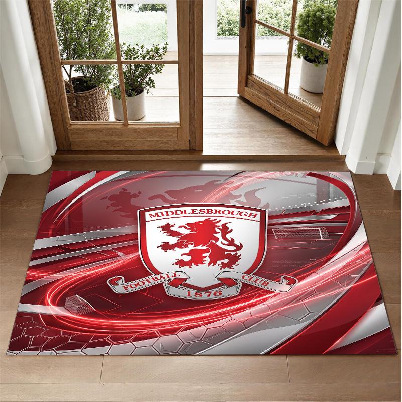 Middlesbrough FC Design Crystal Velvet Rug Soft Decorative Mat for Bedroom Entrance