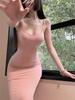 Pure and Alluring Style Slip Pink Elegant Dress for Women, New Summer Sexy Spicy Stepmom Dress, Long Skirt, Fishtail Dress