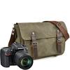 Wasserdichte Wachsleinwand DSLR-Kameratasche Herren Oberlederbesatz Schulter Crossbody Fotografie