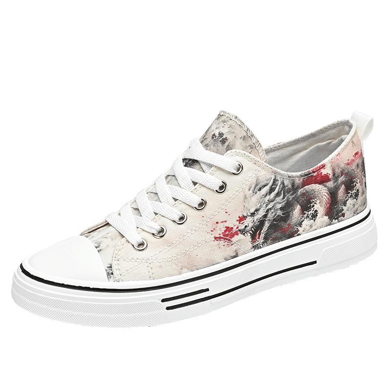 

Туфли из парусины «Новый год дракона» в китайском стиле с росписью тушью, модная обувь для отдыха, универсальная студенческая обувь на все времена года 44 белый