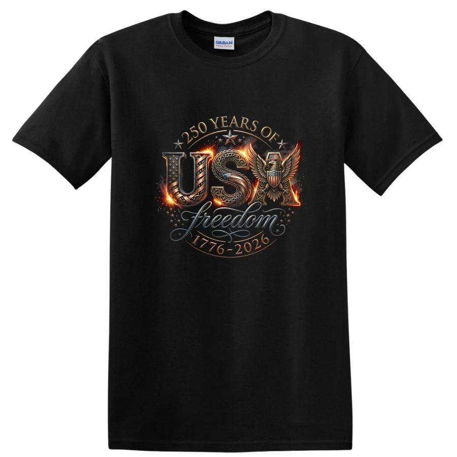 USA 250 Years of Freedom 1776-2026 Eagle Graphic T Shirt Cool Tee Design XS