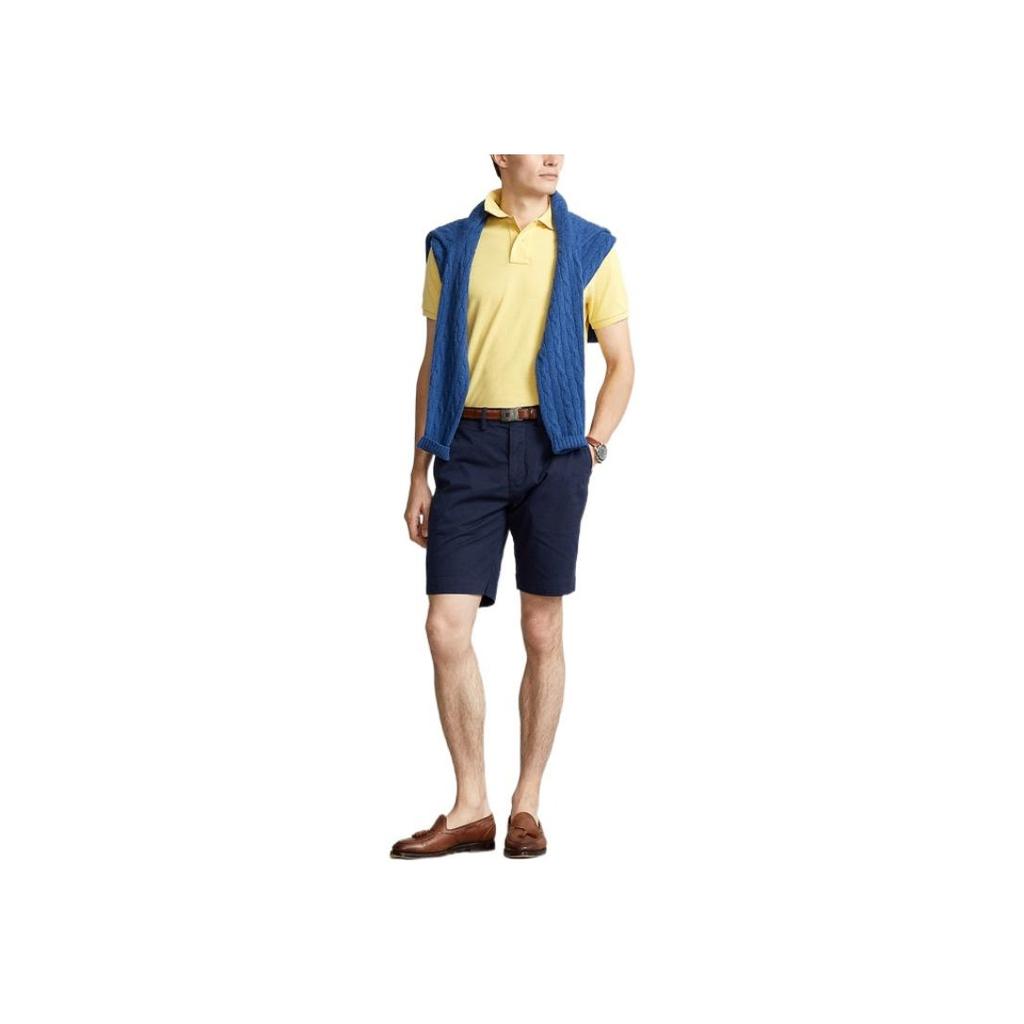 Polo Ralph Lauren SS22 Tinta Unita Logo Ricamato Vestibilità Slim Manica Corta Polo Uomo top Giallo MNPOKNI1N821555-700
