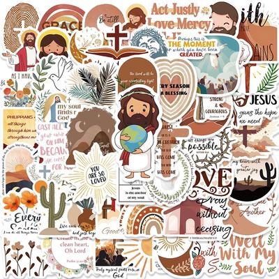 10/50 Stück Boho-Stil biblische Religion Aufkleber inspirierendes Leben wasserdichte Gaffiti-Aufkleber für DIY Gepäck Laptop Skateboard Fahrradaufkleber