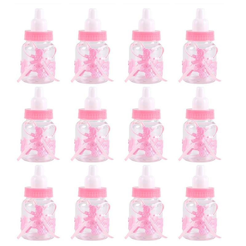 6/12pcs Blue Pink Baby Shower Gift Box Bottle Boy Girl Birthday Party Favors Gift Favorite Baptism Christening Candy Boxes