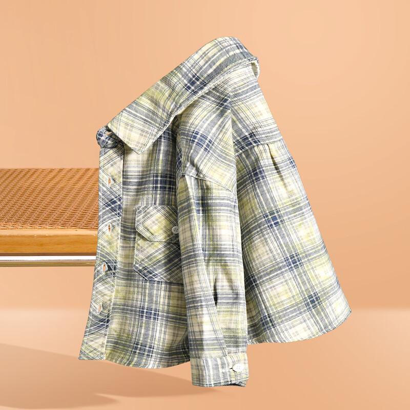 Boy s Casual Plaid Long-Sleeve Shirt 120cm