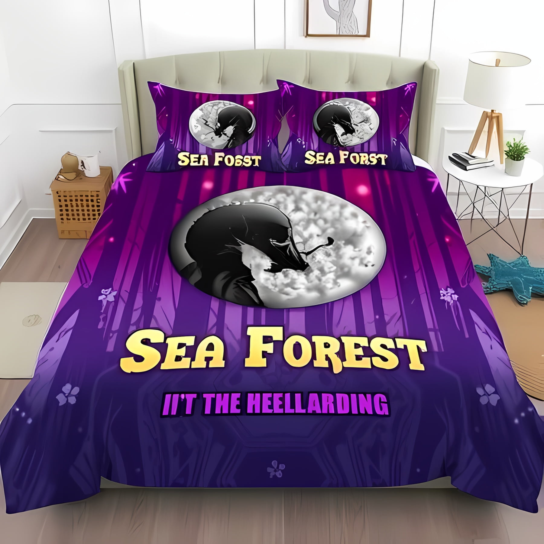 

Comforter With Colorful Wolf Illustration Rainbow Gradient Background Whimsical Stars Suitable Children Kids And Adults Comforter (quilt)-EU Single(135*200cm)3pcs