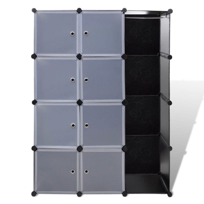 VidaXL Armoire Modulable 9 Compartiments Noir et Blanc Meuble de Rangement 240497