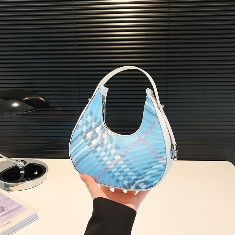 Stylish Summer Moon Bag For Women Chic Pu Handbag In Blue Pink And Olive Green синий