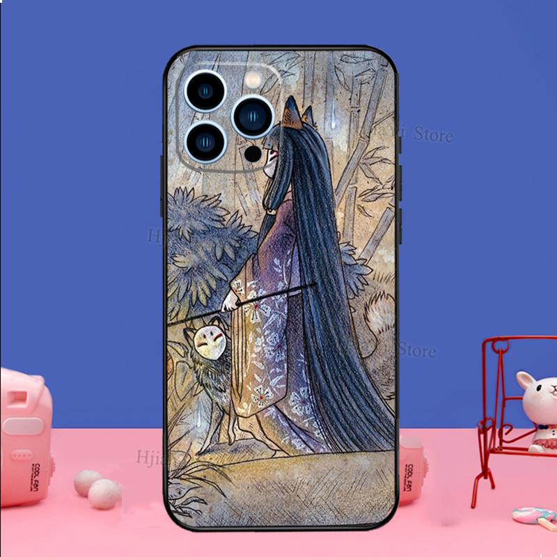 Kitsune Fox Art Phone Case For iPhone 16 15 12 13 Mini 11 14 Pro XS Max Plus X XR Silicone Cover
