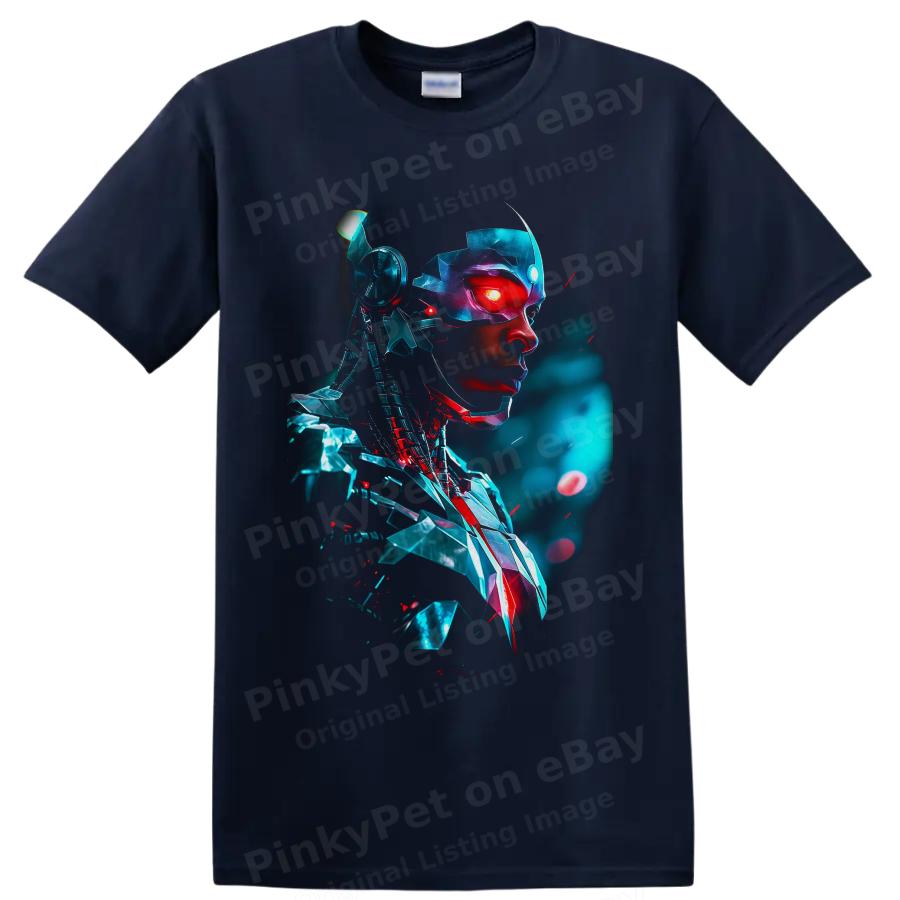 Cyborg Victor Stone Superhero T Shirt Cybernetic Art Graphic Portrait Tee