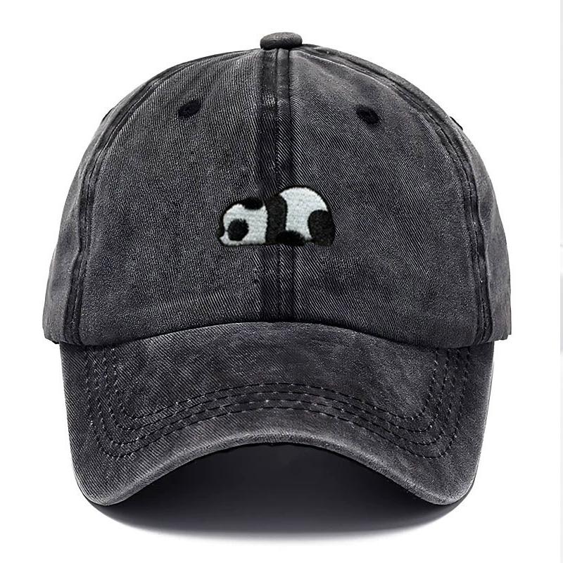 Baseball Cap Vintage Distressed Unisex Corduroy Dad Hats Panda Embroidery Washed Cotton Casual Outdoor Sports Snapback Sun Hat