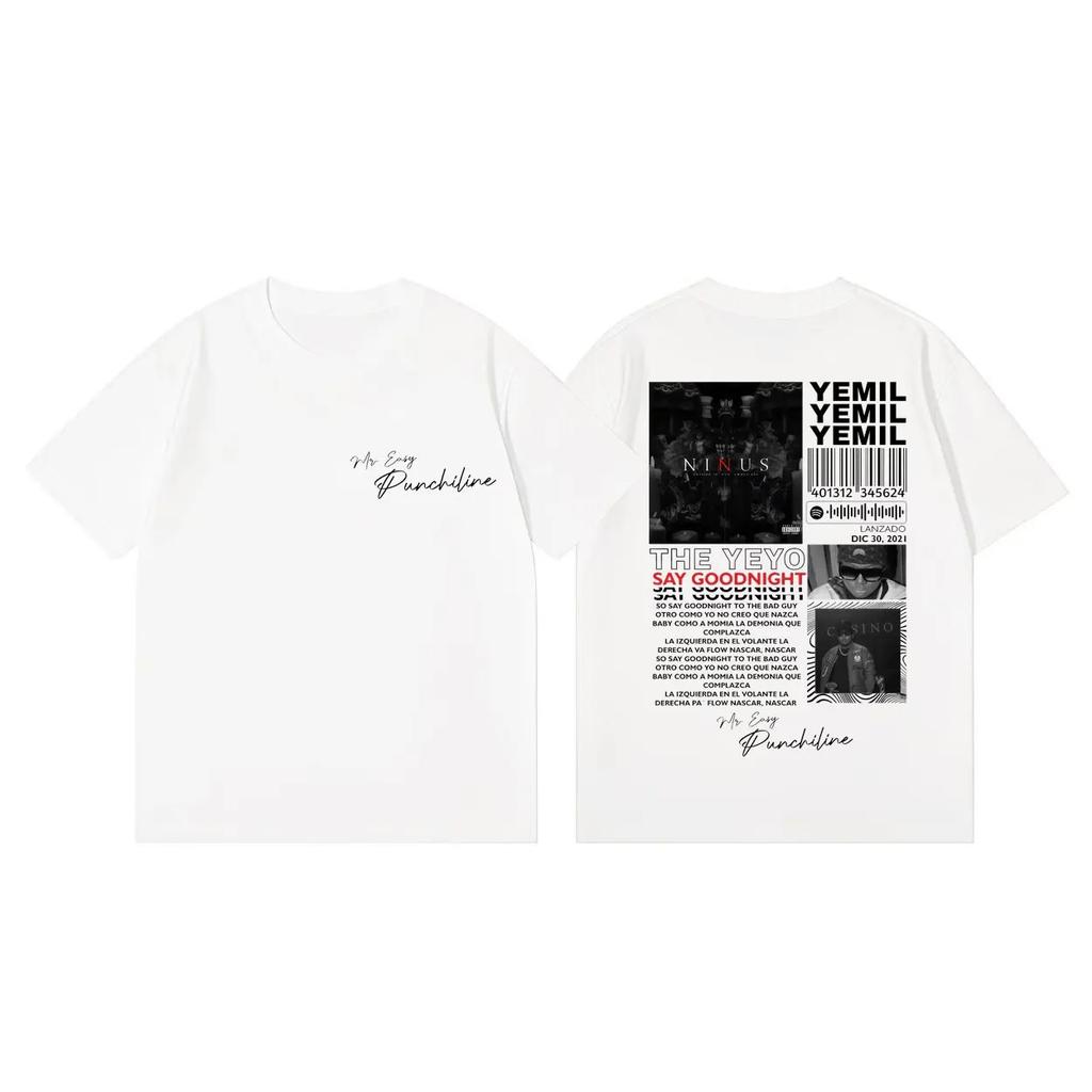 Hochwertiges Baumwoll Oversized T-Shirt Rapper Yemil Album Merch T-Shirts Unisex Damenmode Hip Hop Vintage Kurzarm T-Shirt