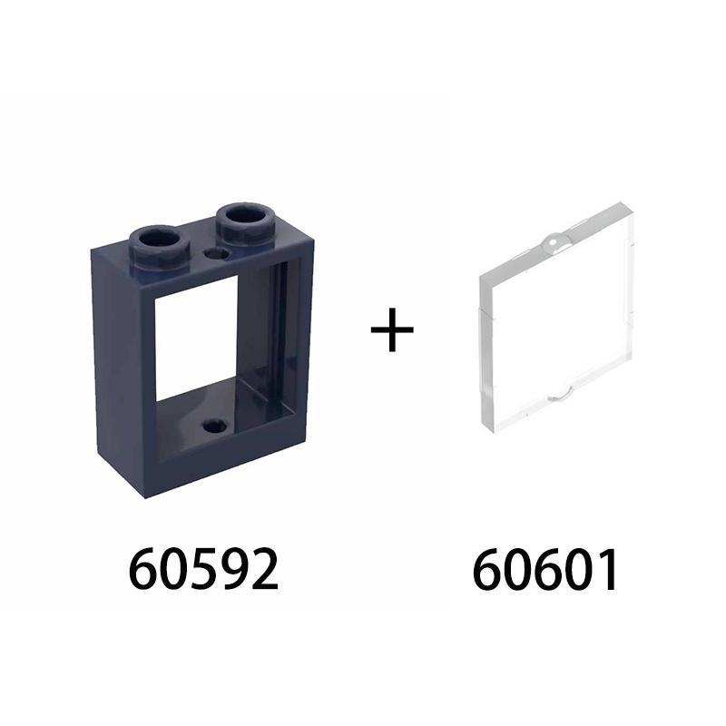 20pcs MOC Parts 60592 60601 Window Transparent Glass 1 X 2 X 2 Flat Front Compatible Brick DIY Building Block Children's Toy