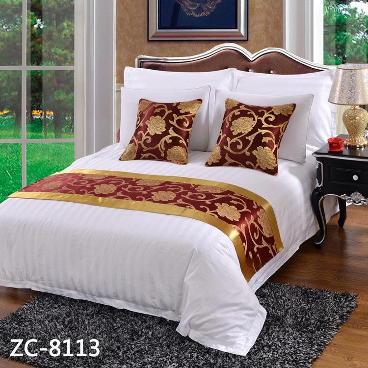 New Bed Tail Flag Decorative Cloth Home Textile Bedding Embroidered Long Strip Bed Cover Table Flag Universal in Multiple Colors