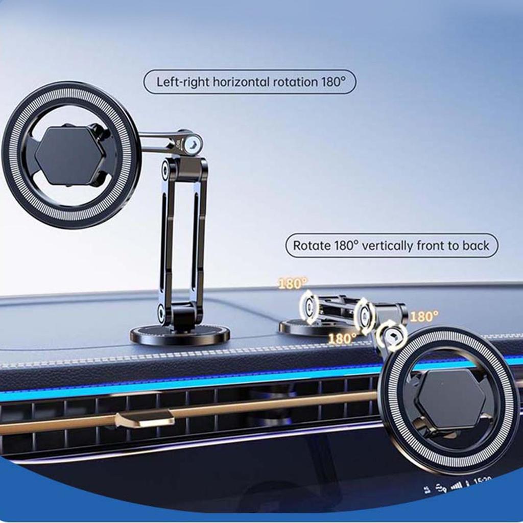 Universal Magnetic Phone Holder For Car 360 Degree Rotating Foldable Aluminum Alloy Phone Mount For Dashboard Windshield