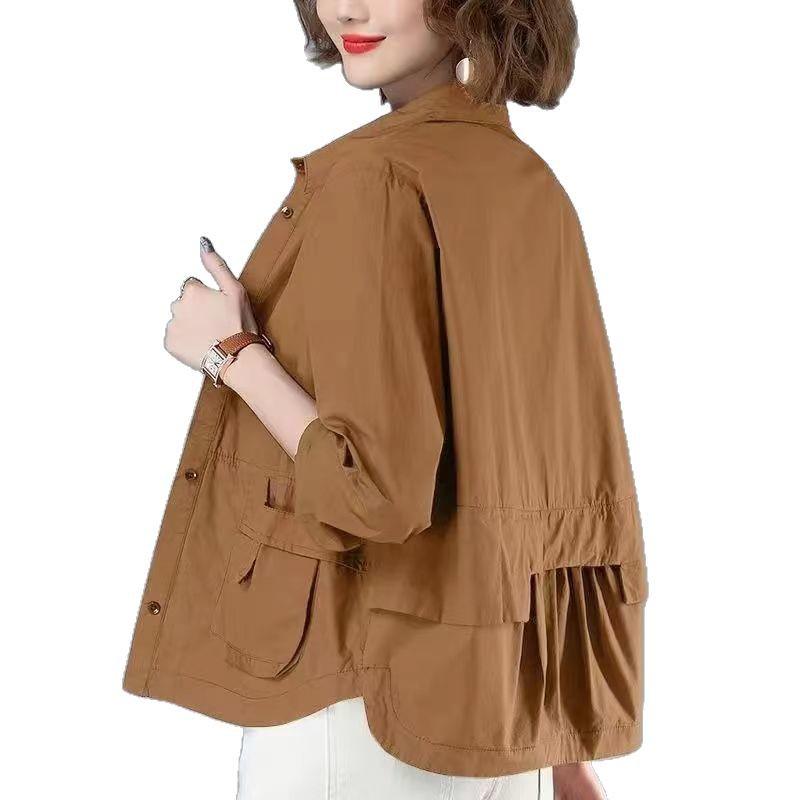 Women's Short Chinese-Style Trench Coat Jacket, Early Spring Casual Fashion for Moms (2025)