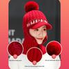 Winter Knitted Hat Scarf Set Beanie Zip Scarf Earflap Fleece Lined Ski  with Pompom Windproof Thermal Hat Neck Warmer
