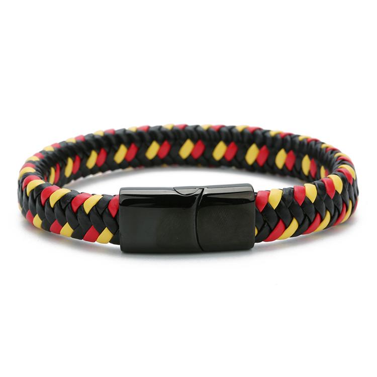 Trendy pánské šperky Červený pletený kožený náramek Černá magnetická přezka Náramky Punkový pánský náramek na zápěstí Pulsera Hombre Velkoobchod