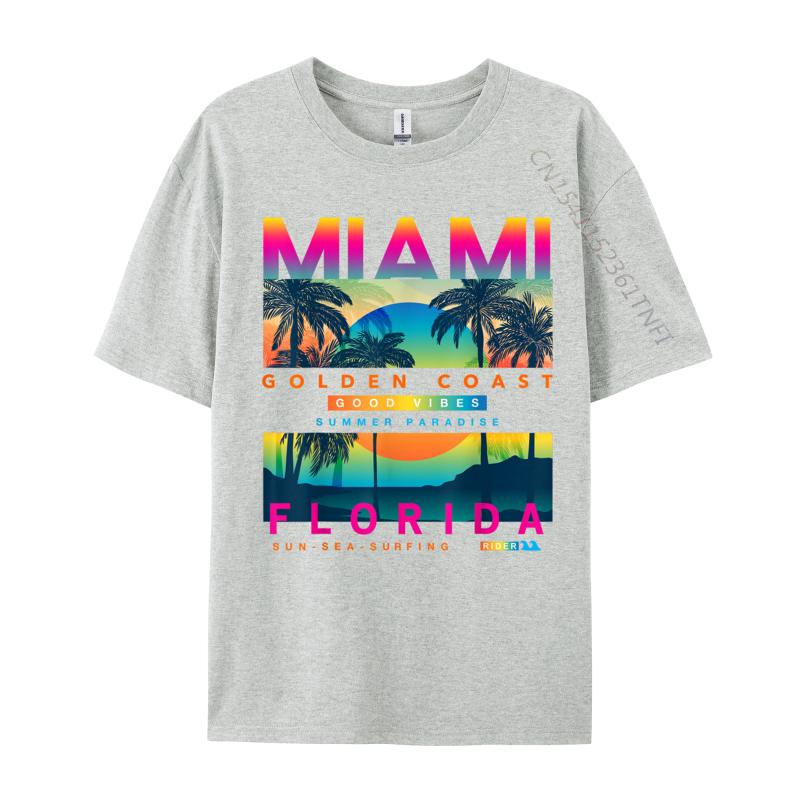 Nejnovější trička Oblečení Miami Florida Miami Barevný Východ Slunce Pánské Tričko Nadměrné Pánské Tričko Top Trička Pro Muže