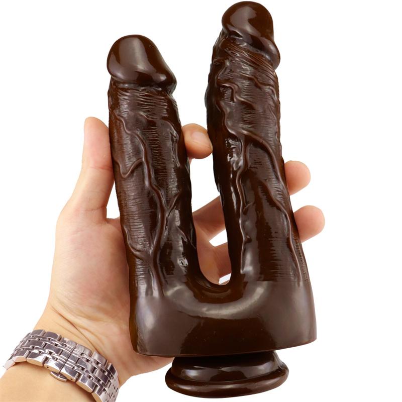 Zwei-zinkiger Simulations-Dildo Anal-Plug Masturbationsgerät Weiblicher Hinterhof Anal-Plug Dildo Erwachsenenprodukte