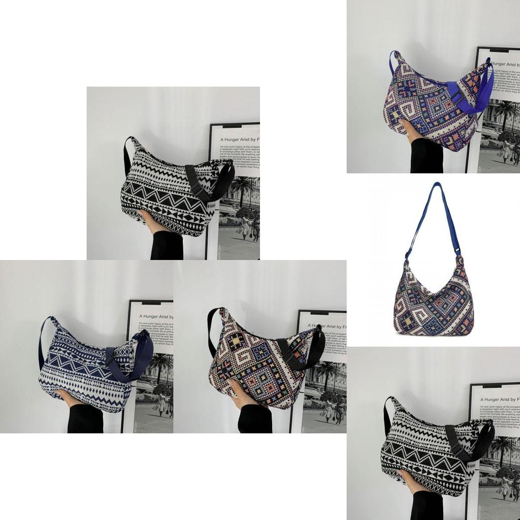 Ethnic Style Women's Small Bag 2024 Summer New Casual Bag Hand-held Lady Single Shoulder Underarm Lady Small Square Bag Black Deep Blue Floral Purple