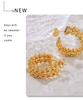 Trendy Geometric C-Shaped Gold Bead Earrings for Women – Fashionable Copper Design