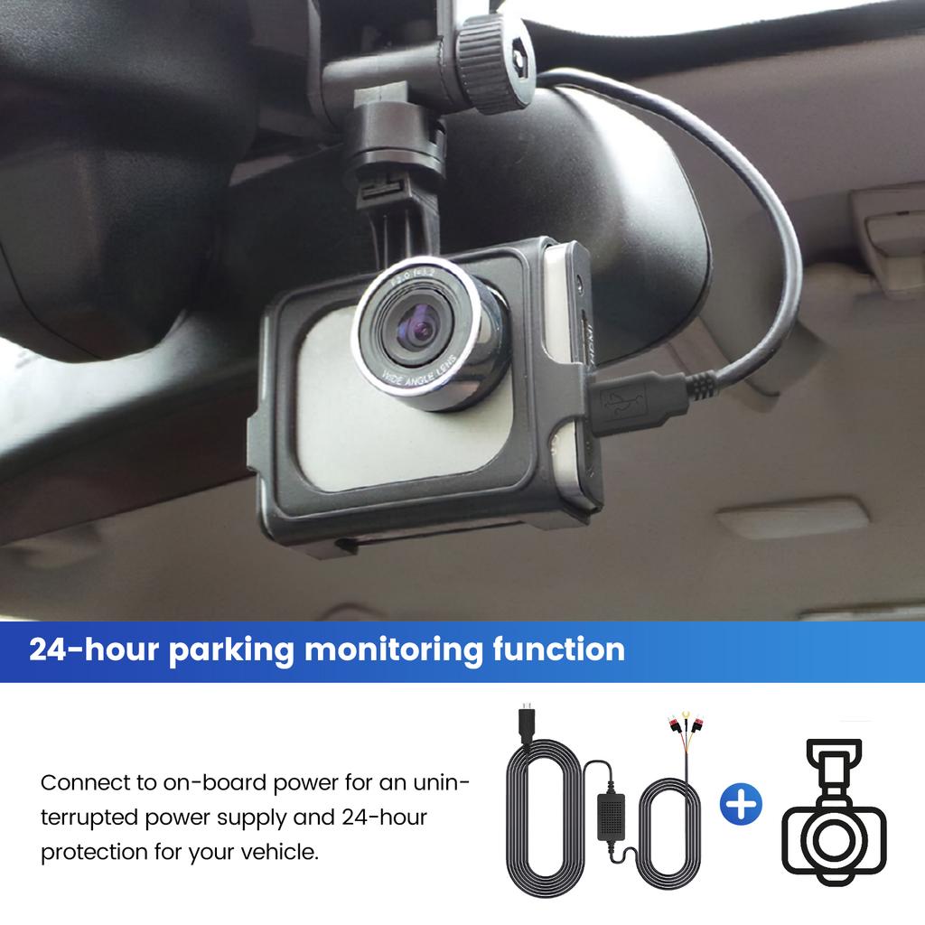 3A for Universal Car Dash Cam Step-Down Line Auto DVR 12-24v Hardwire 3.5m Cable Kit Mini Micro USB C Charger 5V Dashcam Camera