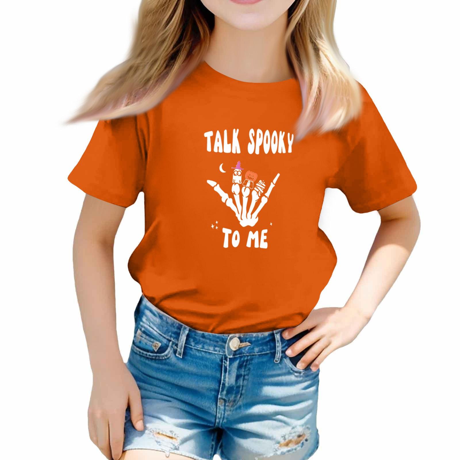 

Toddler Girl Boy T-Shirts Halloween Day Kids Top Boys And Girls Printed Short Sleeved T-shirt 160 шафрановий