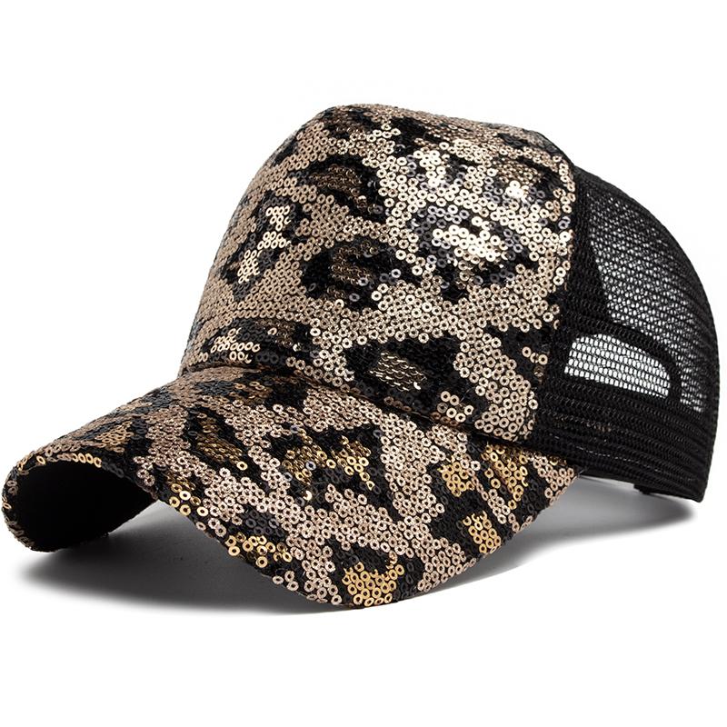

Cntang New Women S Baseball Cap Summer Mesh Hat Fashion Leopard Spangle Design Hats For Woman Outdoors Sun Visor Adjustable Adjustable