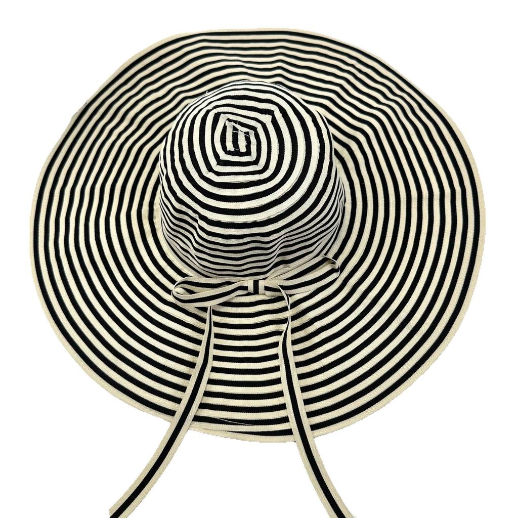 Striped Bow Casual Big Brim Straw Hat Outdoor Girl Travel Beach Sunshade Sunscreen Hat