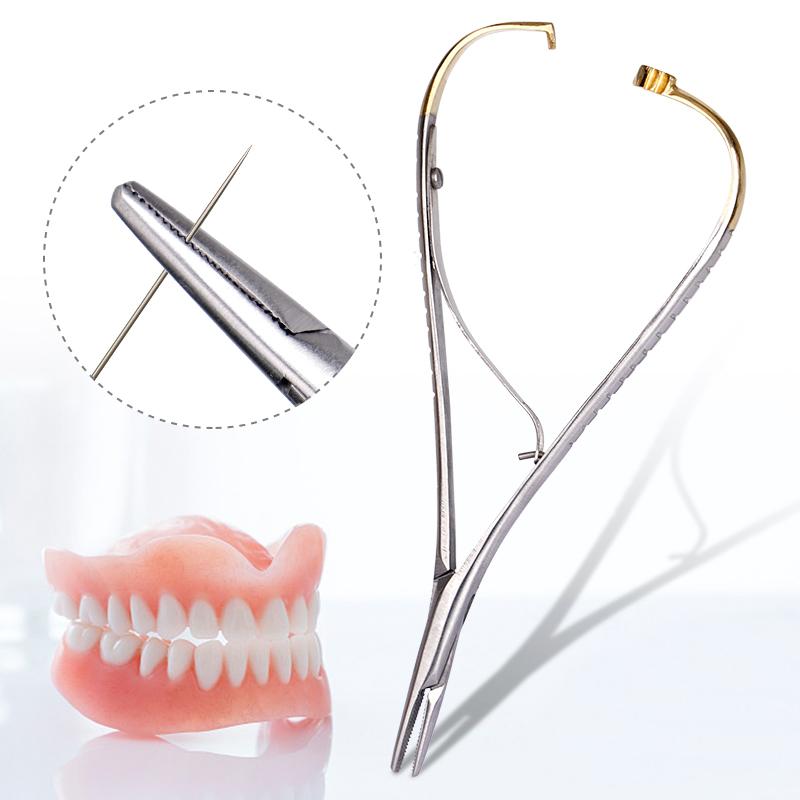 1 Stück Dental-Nadelhalter-Zange Edelstahl Kieferorthopädisches Instrument Goldener Griff für Zahnklinik