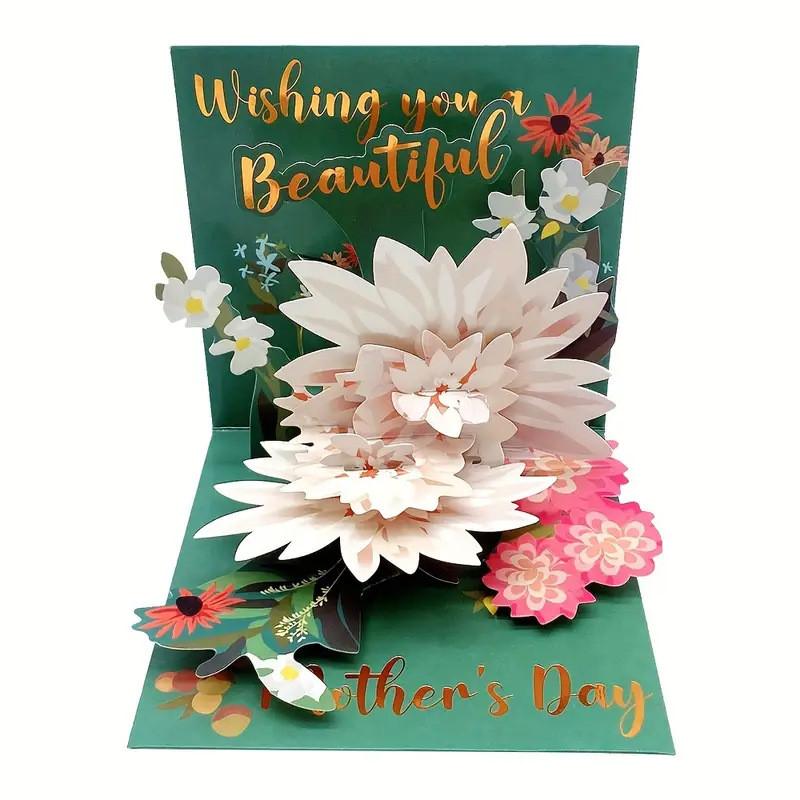 Mothers Day 3d Gift Card With Gold Foil Lotus Flower For Celebration And Appreciation