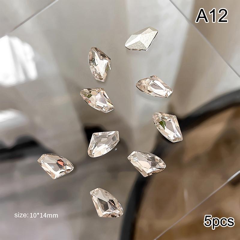 5Pcs Luxury Crystal Diamonds Pile Drills Nail Art Rhinestone 3D Diy Stacked Drill Jewelry Charms Manicure Decoration Accessorie