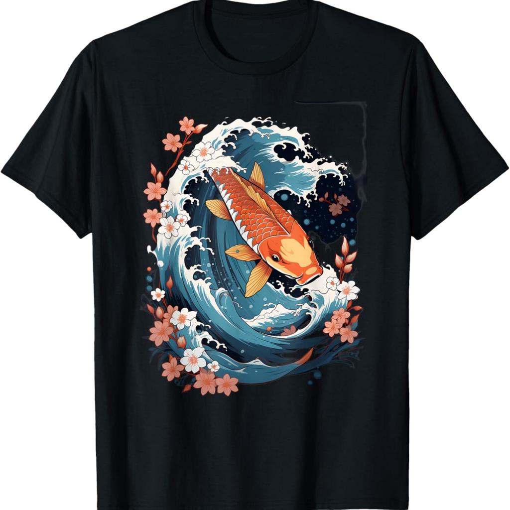 Koi Karpfen Ying Yang Nishikigoi Fisch Kirschblüte T-Shirt(2)