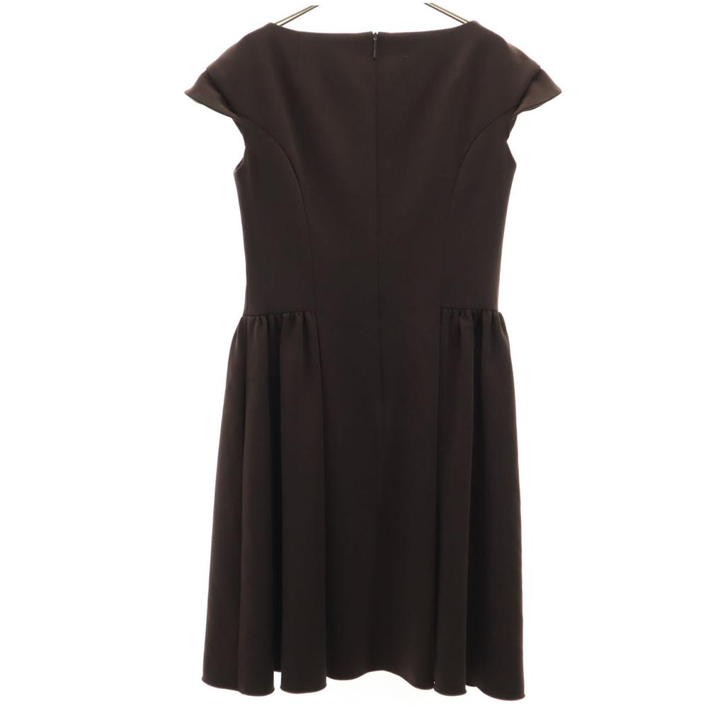 Rene made in Japan Französische Ärmel Knielanges Kleid 36 Braun Damen Gebraucht