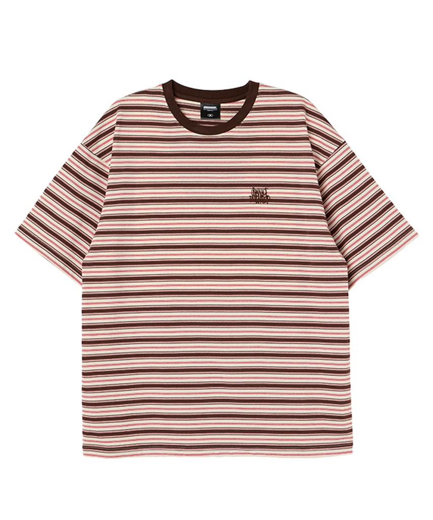 URBANAGE Multi-Stripe Oversized Short Sleeve_Brown