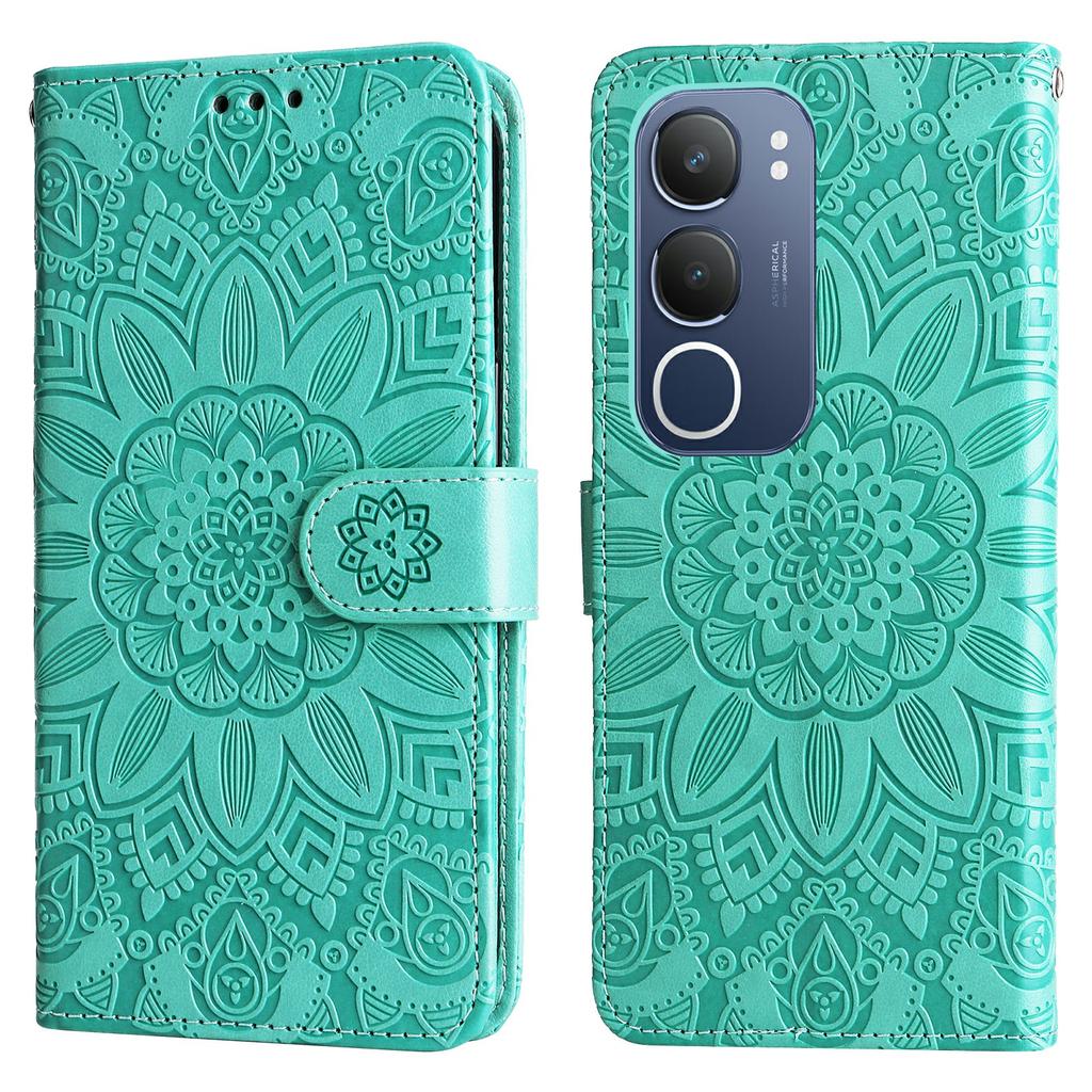 For vivo Y29 5G/Y19s 4G Case Sunflower Imprint Leather Wallet Phone Cover