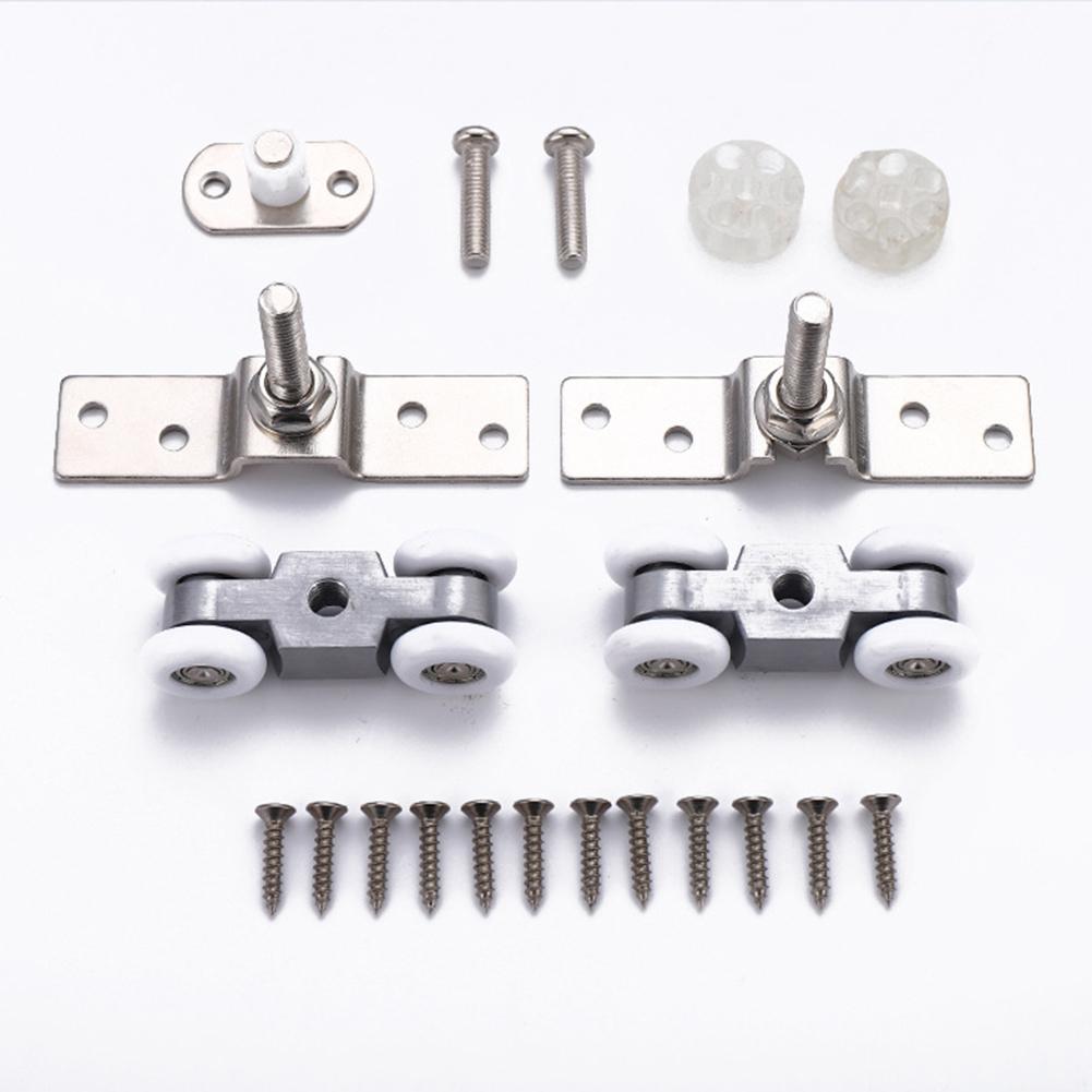 1 Pair Sliding Door Track Rail Hanging Rail Glass Door Guide Mute Push And Pull Hanging Wheels Wooden Doors Hanging Rails Pulley