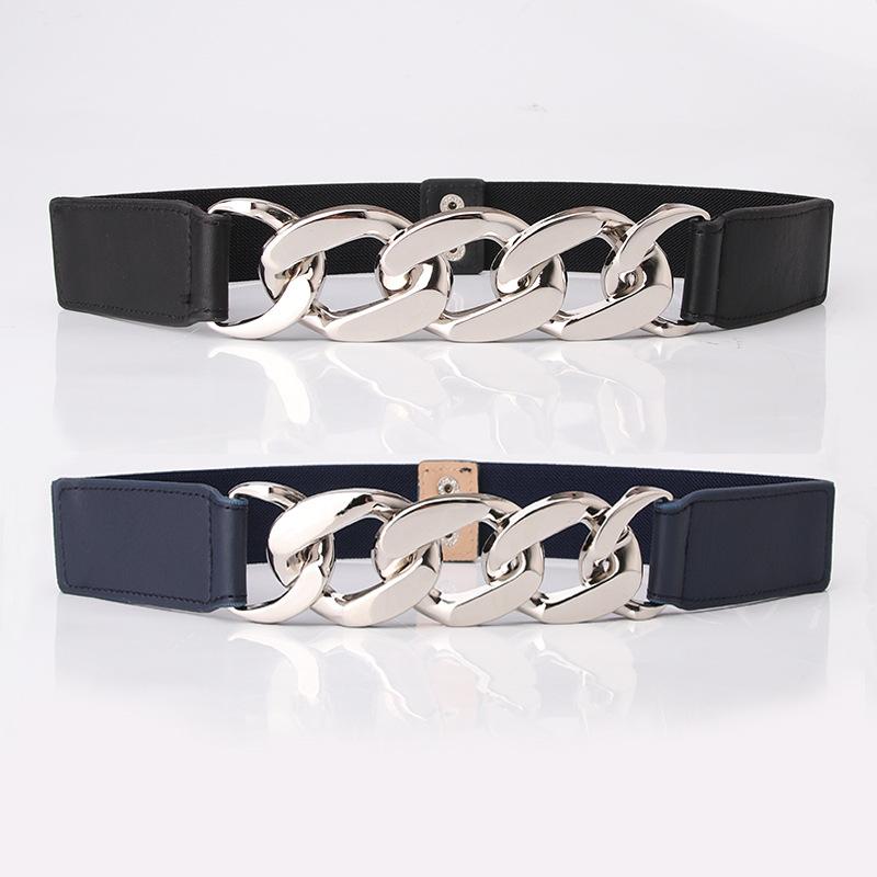 European and American Trendy Exaggerated Metal Thick Chain Belt Motorcycle Punk Style Elastic Waist Seal Suit Decorative Belt