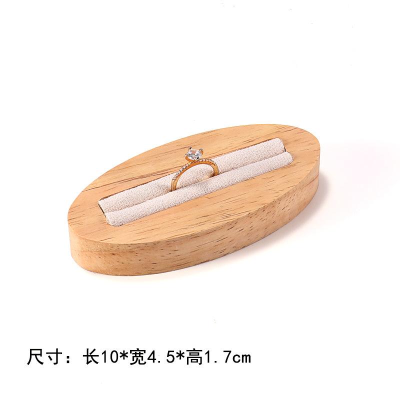 Ring Jewelry Display Tray Solid Wood Oval Pair Ring Jewelry Rack Counter Jewelry Display Props Jewelry Boxes and Packing