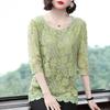Women's Summer Lace Hollow Seven Sleeve Temperament Top