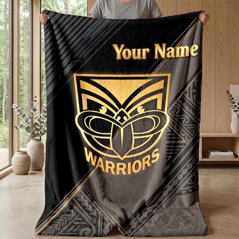 Wigan Warriors Custom Flannel Throw Blanket Print Your Name Text Soft Warm Blanket Holiday Present
