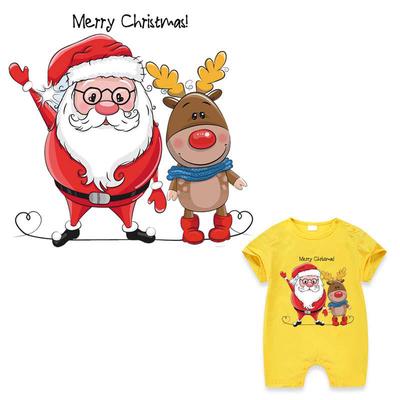 Frohe Weihnachten-Aufnäher für Kleidung, waschbare Aufbügelaufkleber, Wärmeübertragungsaufkleber auf Kleidung