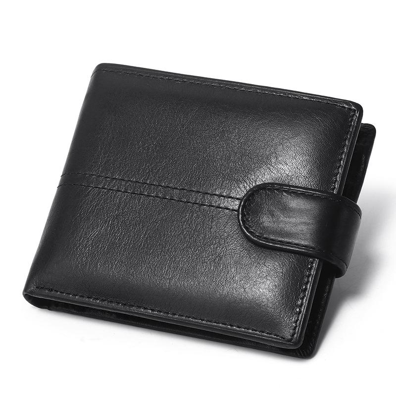 European and American Men's Genuine Leather RFID Anti-Theft Wallet - Short, Stylish, Anti-Magnetic Coin Purse & Money Clip