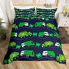 Cartoon Garbage Truck Duvet Cover Green Trash Truck Bedding Set Green Vehicle Car Comforter Cover Garbage Truck Toy Quilt Cover